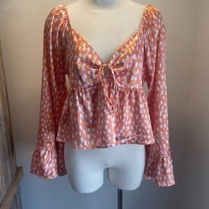 Peach Love California Orange and White Crop Top
